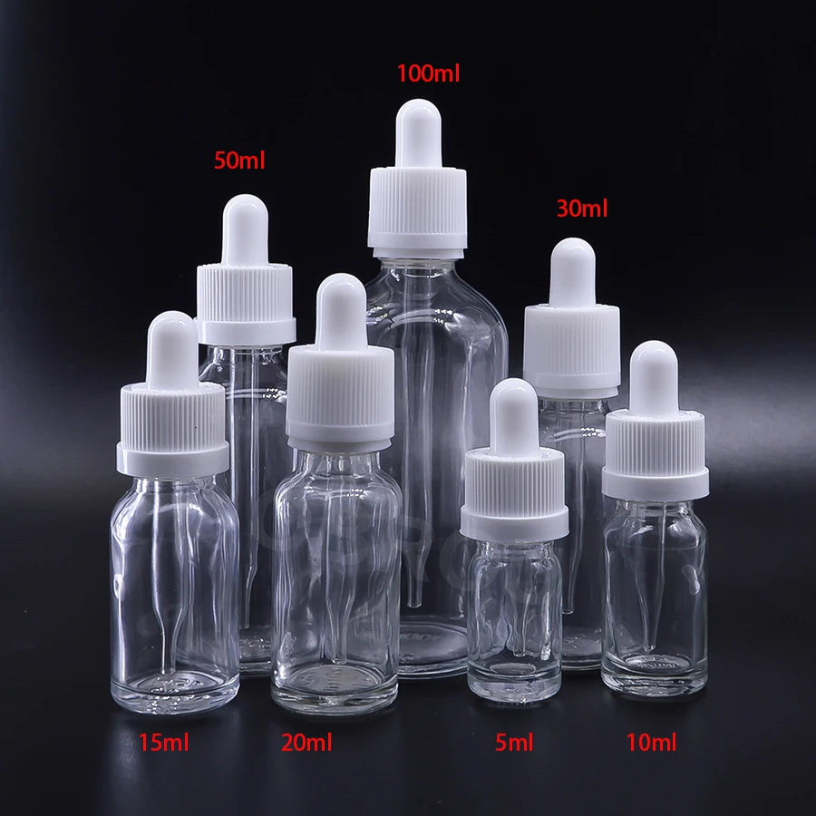 High Quality Serum Dropper Bottle 5ml 10ml 15ml Clear Glass Essential Oil Cosmetic Serum Bottle with Childproof Cap