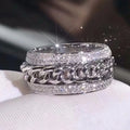 Huitan Silver Plated Party Band Rings for Women Three Layer Weave Promise Anillos Fashion Luxury Eternity Ring