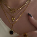 3 Designs Bar Circle Love Heart Necklaces Square Cubic Zirconia Choker Necklaces for Women Vintage Minimalist Trendy Jewelry Hot
