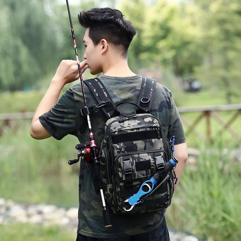 JCL Outdoor Men's Waterproof 30L Portable Fishing Sling Pack with 900D Material for Tackle Storage