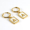 Qiuhan Square Fashion Simple 18K Stainless Steel Shell Letter Earrings