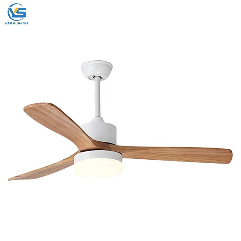 C042 Solid Wood 52inch 3 Blade Led Ceiling Fan with Light with Remote Control for Home Ceiling Fans with Lights and Remote