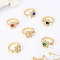 HOVANCI Gold Plated Rings Jewelry Women 18K Evil Eyes Crystal Fashion Finger Ring Open Custom Adjustable Evils Eye Ring
