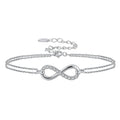 BSB136 RINNTIN Womens 925 Sterling Silver Infinity Endless Love Symbol Charm Adjustable Bracelet for Wife Women Girls Mom