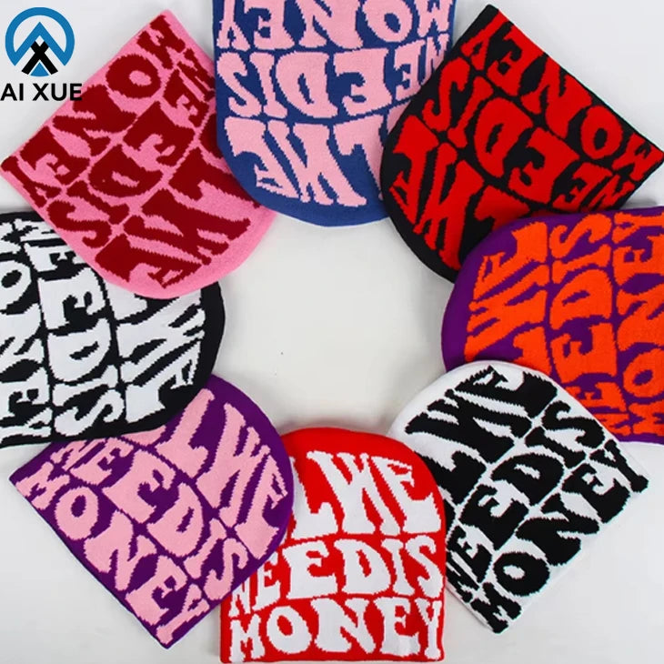 New Arrival Winter Knitted Hat Acrylic Beanie High Quality Embroidered Character Pattern Casual Beanie Hat