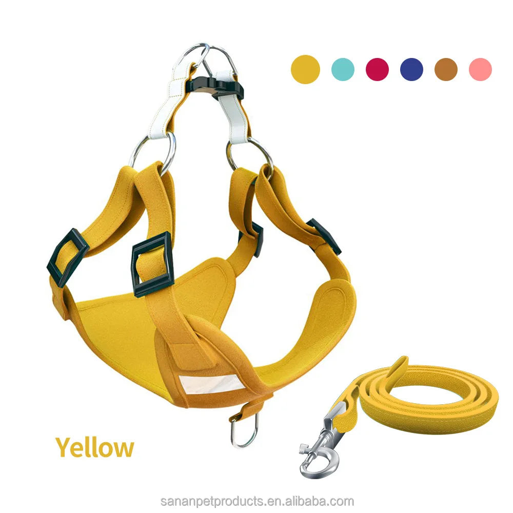 Luxury Leather Traction Rope Pet Vest Harness Leash Set Pet Products Dog Harness