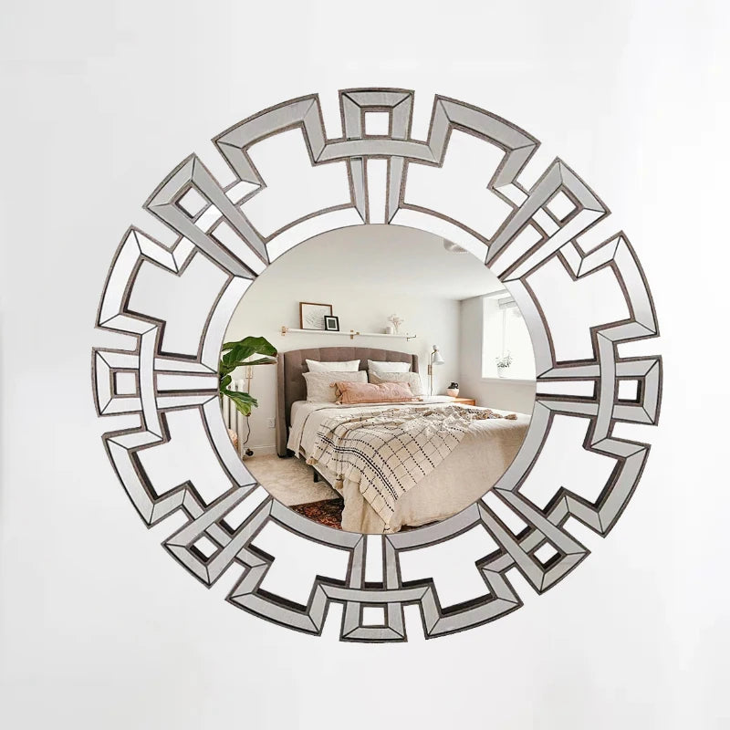 Wholesale Modern Vanity Decorative Living Room Beveled Edge Big Circle Large Round Accent Hanging Wall Mirror Miroir Spiegel