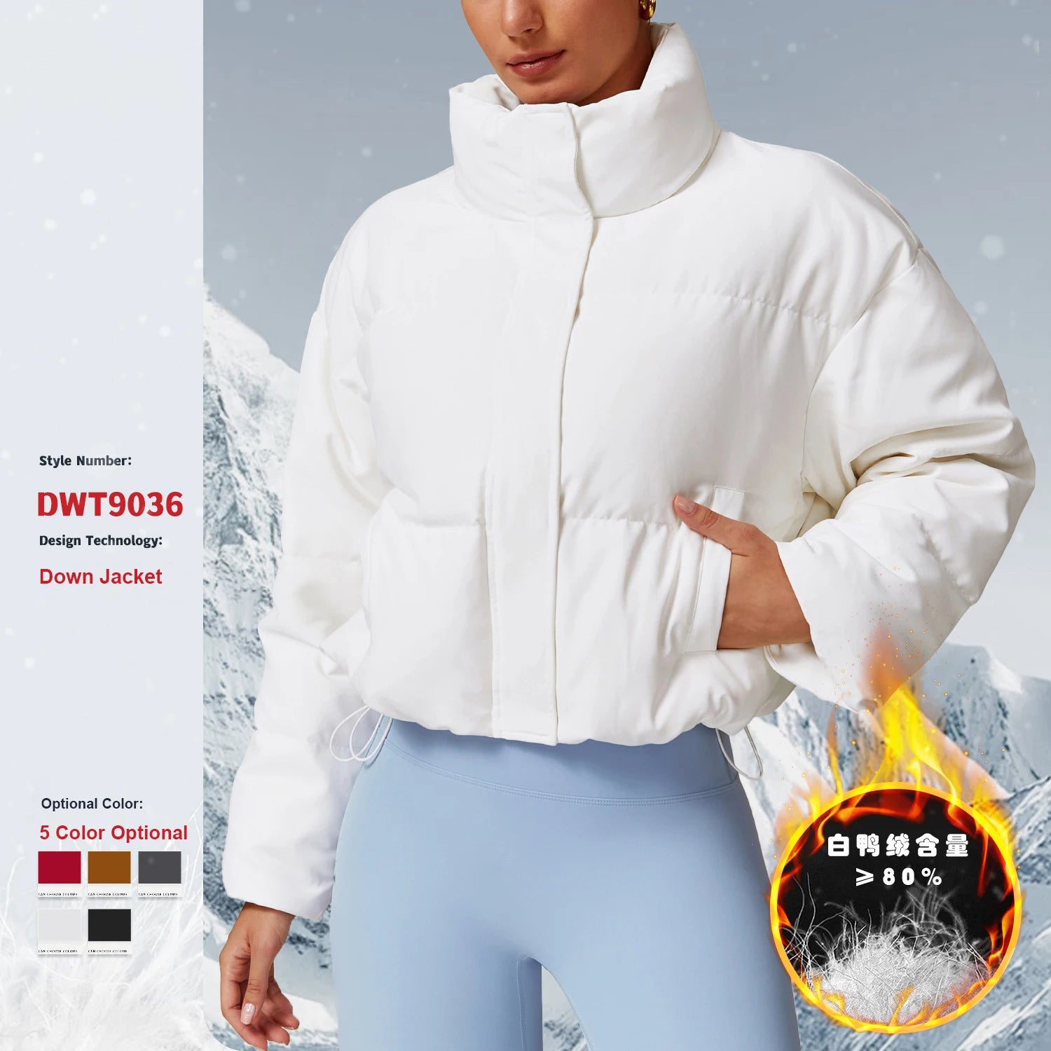 New Winter Warm Down Jacket Women'S White Duck Down Fashionable Versatile Coat Thick Long-Sleeved Zipper Down Jacket for Women