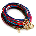 New Fashion Iced-out Alphabet Copper Letter Pendant Bracelet Lucky Colorful Wax Cord Rope Bracelet with CZ Charm