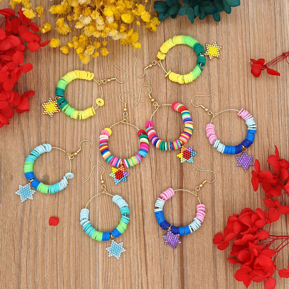 Heishi Beads Jewelry Fashion Polymer Clay Round Slices Handmade Earrings Supply