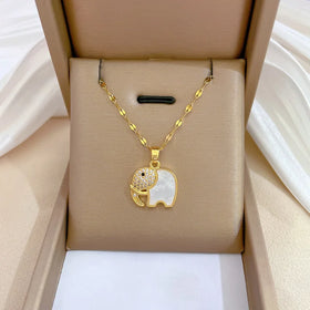 Luxury Fashion Jewelry Necklace Full Diamond Stainless Steel Heart Animal Pendant Necklace for Women