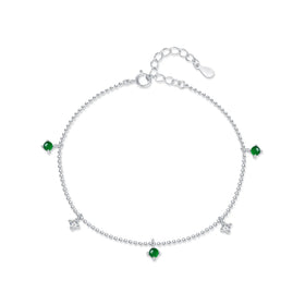 Elegant Retro Fashion High Jewelry 925 Sterling Silver 18k Gold Plated 5a CZ Beads Link chain Bracelet
