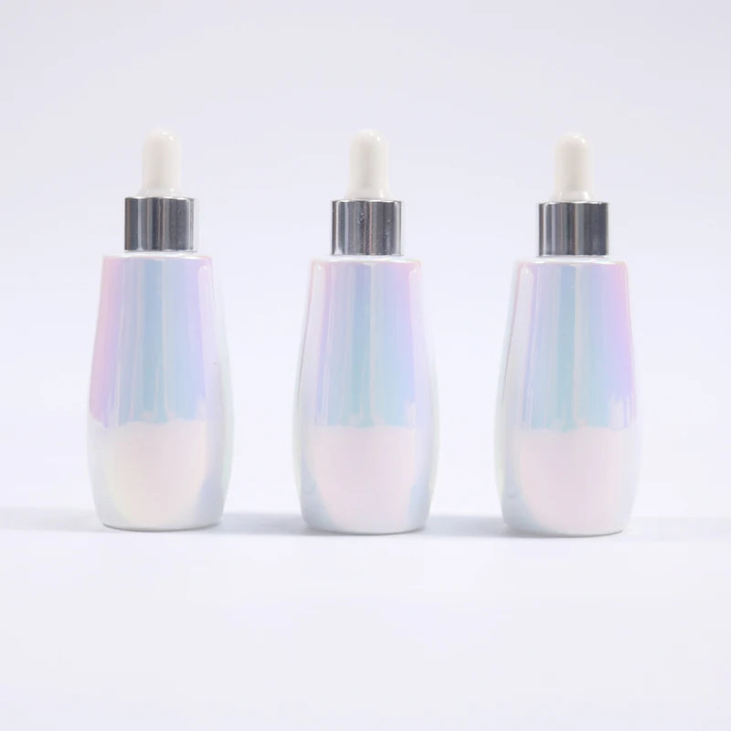 Cosmetic 30ml Clear Frosted Empty Glass Dropper Bottle with Screen Printing for Essential Oil Skincare Packaging and Serum