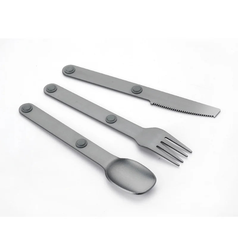 Portable Outdoor Aluminum Dinnerware Set with Knife Fork Spoon Case-for Camping Flatware Cutlery