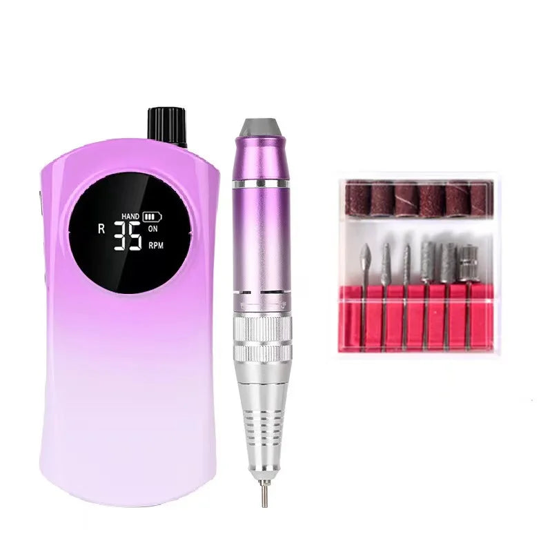 Professional Portable Electric Nail Drill Machine 35000RPM Rechargeable with Polishing Feature