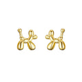 Cartoon Cute Balloon Dog Earrings Light Beads Animal Earrings Fine Jewelry Rainbowking 925 Silver Small Temperament Simple