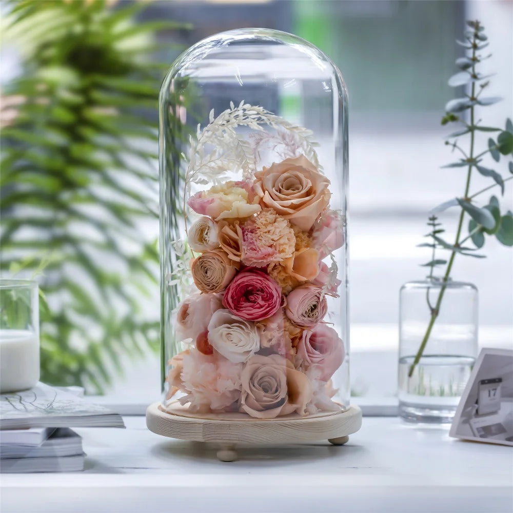 China Supplier Decorative Mini Glass Dome Clear Glass Dome With Wood Base