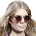 ADE WU STYC-41 Hollowed Out Gold Frame Sun Glasses Fashion Cat Eye Metal Sunglasses Round Vintage Designer Women Shades