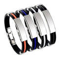 SC Hot Selling Custom Engraved Stainless Steel Bracelet Men Wristband Fashion Classic Two Tone Silicone Bracelets Bangles