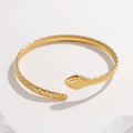 Wholesale Gold Creative Snake Shaped Opening Stainless Steel Bangles Trendy C-shaped Adjustable Girls Bracelets
