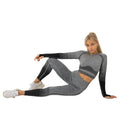 YWZJ666 Women's Solid Breathable Lightweight 2-Piece Set Knitting Hip Lifting High Elastic Exercise Fitness Gym Yoga Wear