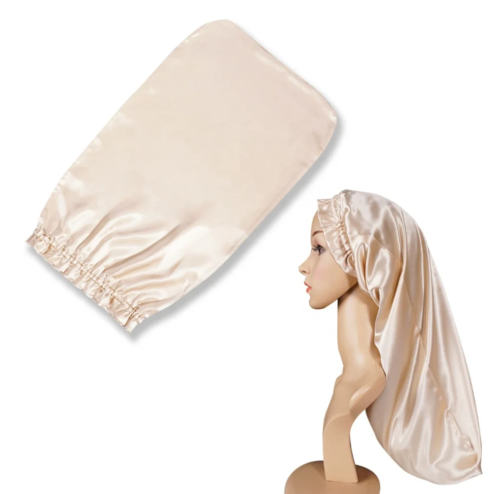 Custom 22 Momme High Quality 100% Silk Head Wraps Wholesale 57*34CM Long Style Silk Bonnet Pure Silk Turban Towel