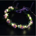 Beautiful Luxury Women Hair Bands Korean Artificial Flower LED Hairband Birthday Party Beach Photo Girls Ribbon Wreath Garland