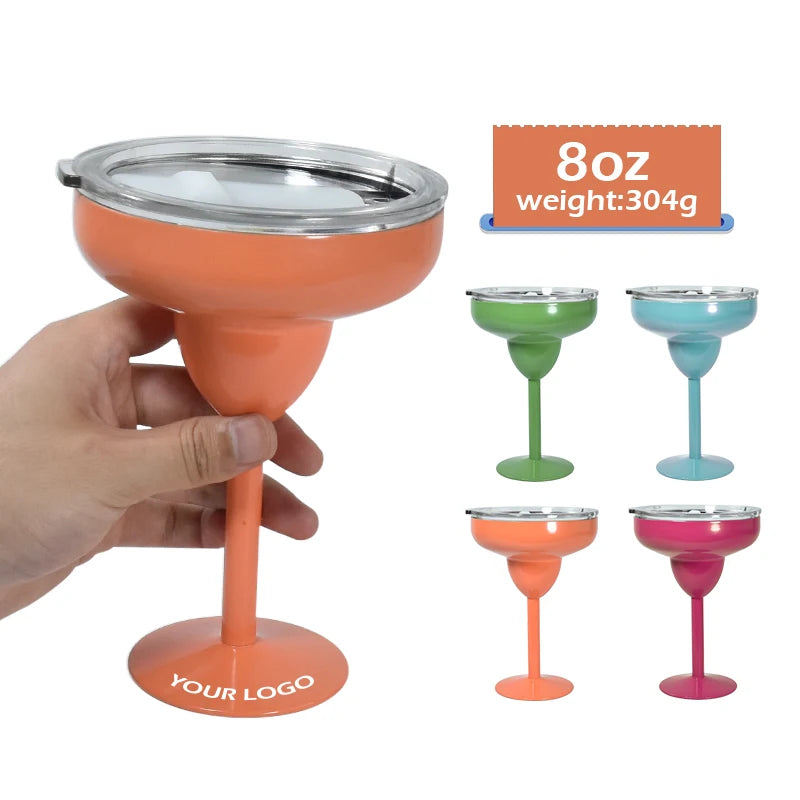 Tumblers Wholesale Bulk 8oz Colored Stainless Steel Margarita Glass Cup Spray Paint Cocktail Glasses Wine Tumbler