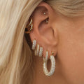Luoyan Classic Design Hypoallergenic Statement China Jewelry Gold Plated Silver Quality Cz Hoop Earring Zircon Jewelry for Women