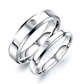 New Valentine's Day Jewelry Design Stainless Steel Cubic Zircon Inlaid Couple Ring for Lover Festival Gift