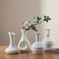 Modern Simple Bisque Plain Ceramic Bisque White Vase with Artificial Flower Creative Bud Vase for Desk and Wedding Decoration