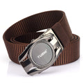 TUSHI New Luxury Men's Business Belt Automatic Split Metal Buckle Adjustable Nylon Ratchet 3.4CM Width 120CM Length Classics