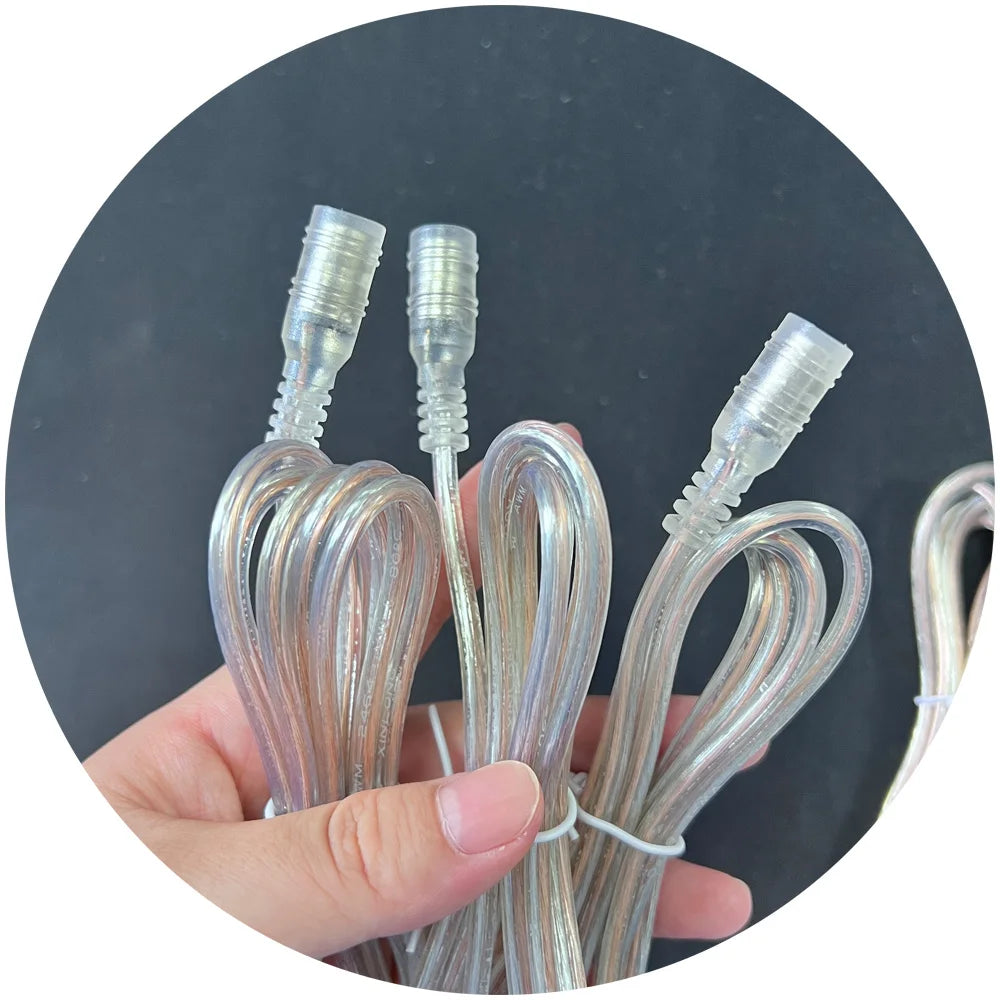 1.5m 2x0.5mm 20AWG Female Copper clear Transparent DC 5.5 X2.1 Connector Transparent Wires for Neon Led