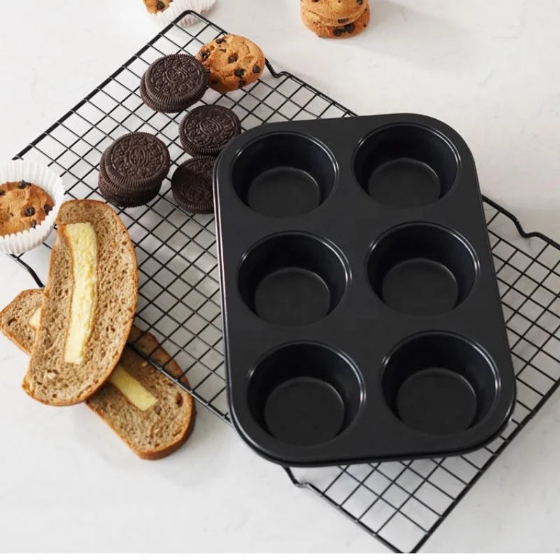 Custom 6 Cups Muffin Baking Tray Non-stick Baking Heavy Carbon Steel Cupcake Mold