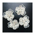 White 3D Embroidered Metallic Yarn Lace Patches Beads Eco-Friendly Customizable Color Applique for Garment Decorations-DA915