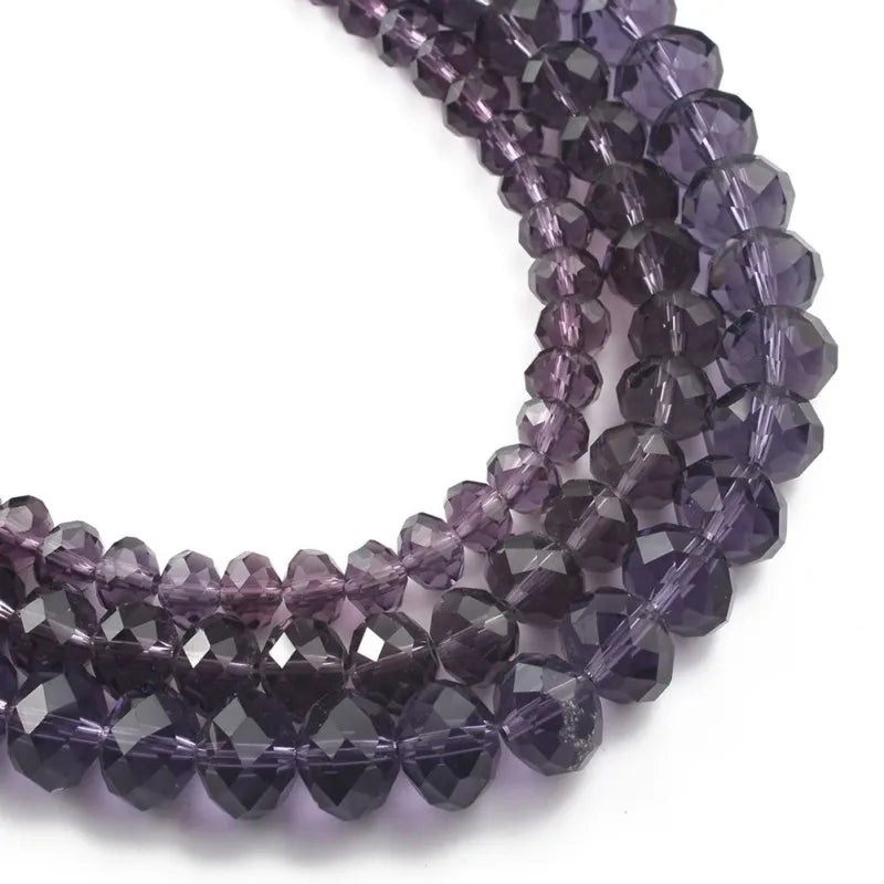 Purple Faceted Crystal Rondelle Beads 4/6/8/10/12MM Glass Beads for Needlework Jewelry Making DIY Loose Nature Crystal Product
