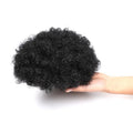Synthetic Afro Puff Drawstring Ponytail Hair Extension Short Kinky Curly Bun Updo Donut Chignon Style with Straight Feature