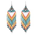 Handmade Colorful Rice Beads Chandelier Earrings With Tassel Jewelry for Women and Girls