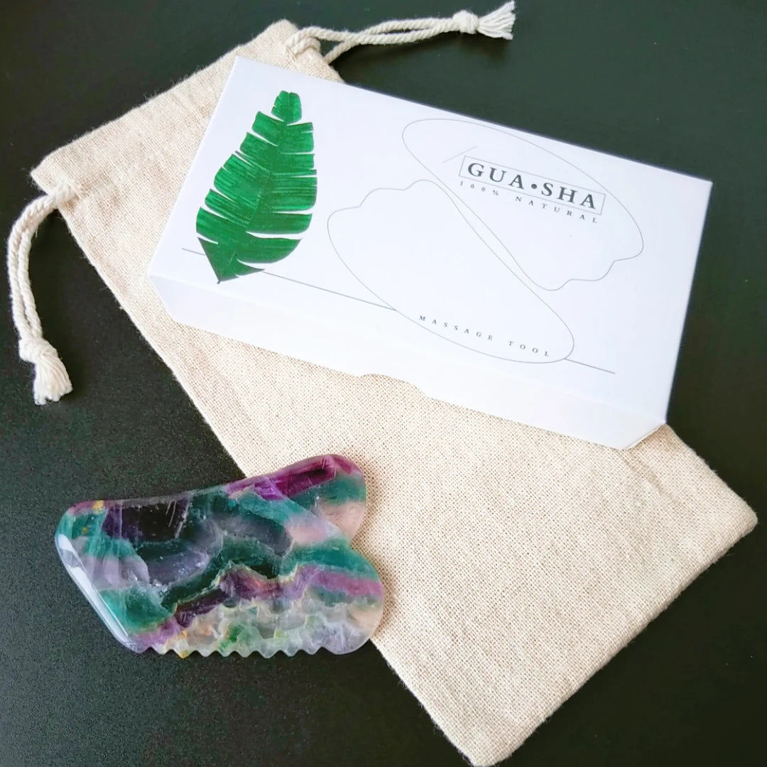 Huiying Highest Quality Gua Sha Scraping Massage Face Fluorite Guasha Board Scraper Tool square Jagged Shape