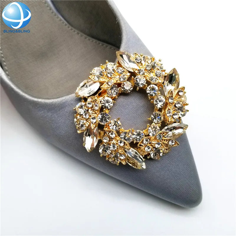 Delicate Glitter Rhinestone Lady Shoes Accessories Shoe Clip Custom Flower Shoe Buckle for Fashion Show