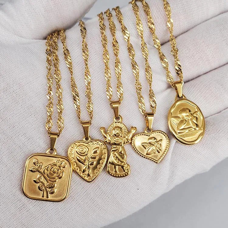 NS1241 18 Inches IPG Gold Plated Stainless Steel Chain Necklacenon Tarnish Charm Pendant Necklace
