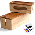 Natural Wood Custom Large Cable Management Box Sustainable Multifunction Removable Medium Cord Organizer Box Set to Hide Wires