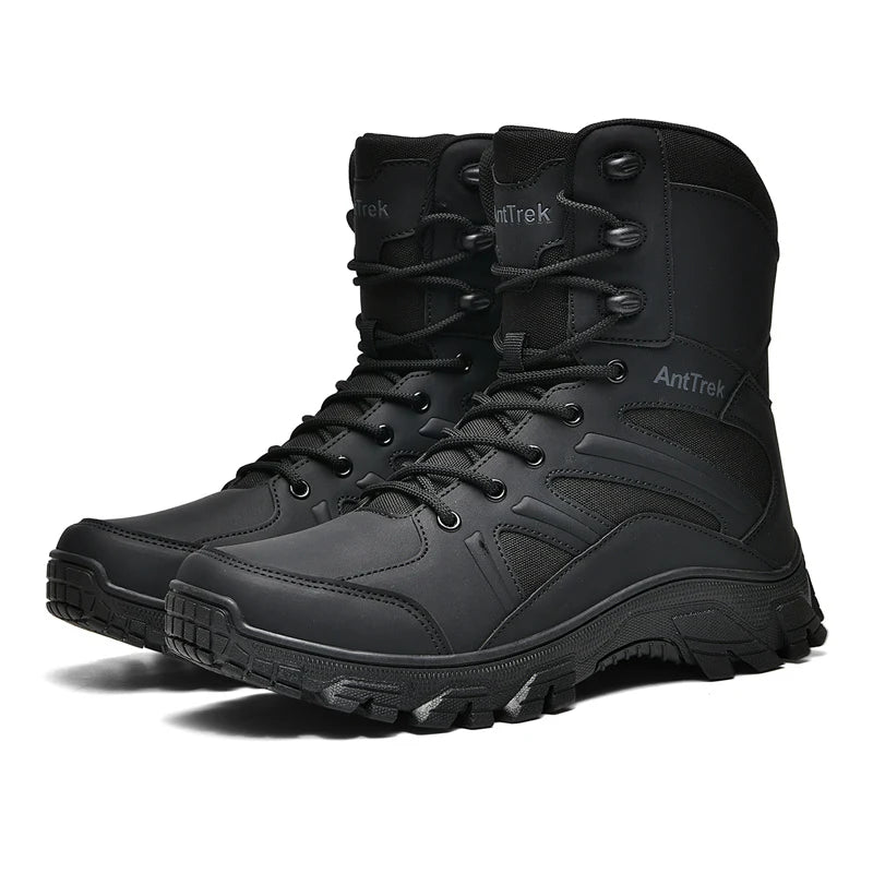 Wholesale Top Quality Outdoor Footwear Leather Hiking PU Upper Training Soft Black Mens Boots for Men Safety Shoes