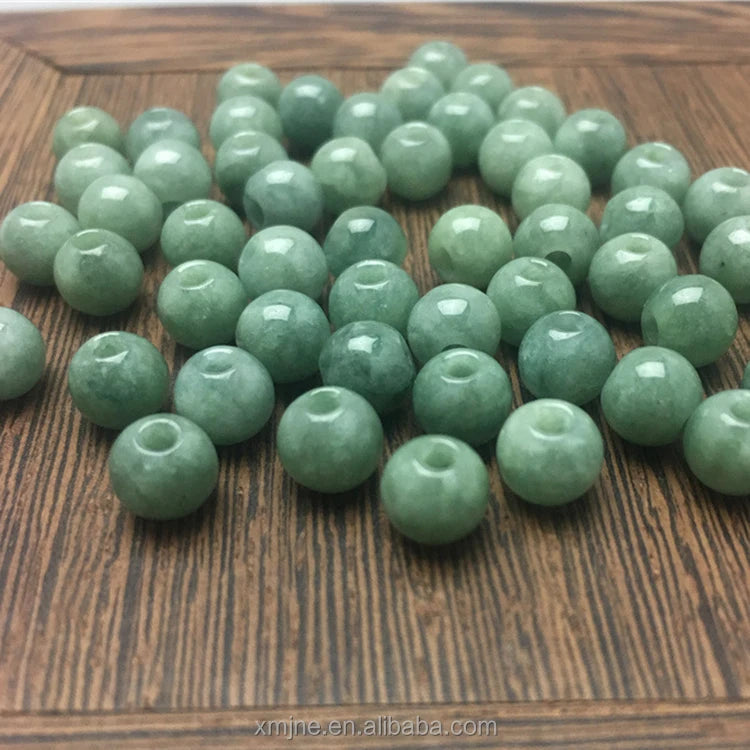 Myanmar Jadeite Grade a Large Hole Round Bead Jade Beads Bulk Bucket Bead Ice Seed Jade Accessories Diy Bracelet Wholesale