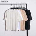 Turtleneck T Shirts Short Sleeve Ribbed High Neck T-shirt Heavyweight 230G 100% Cotton Plain Tee Shirts for Men
