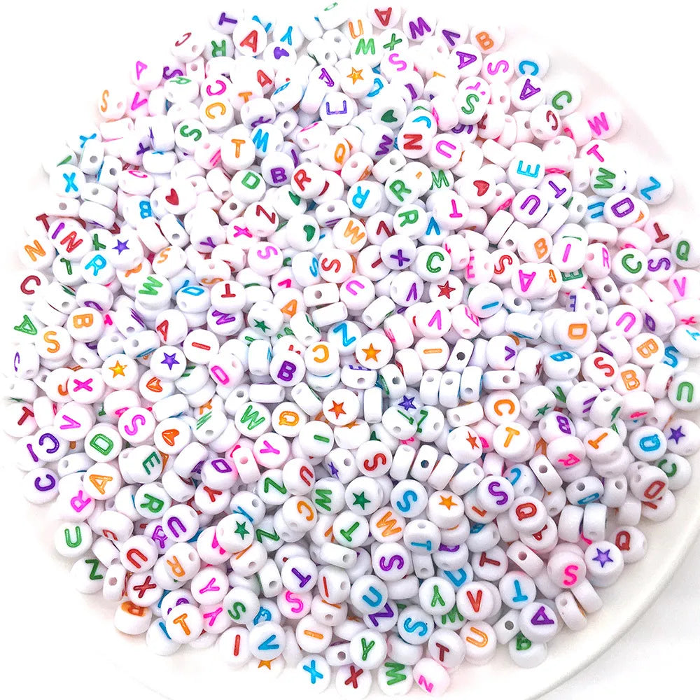 Hot Sale 100pcs/bag Mixed Cube Flat Round Acrylic Alphabet Letter Beads for Jewelry Making
