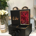 Chengruo Book-Shaped Love Paper Boxes Ribbon Transparent Window for Flower Gift Packaging Ready Ship Glossy Lamination Embossing