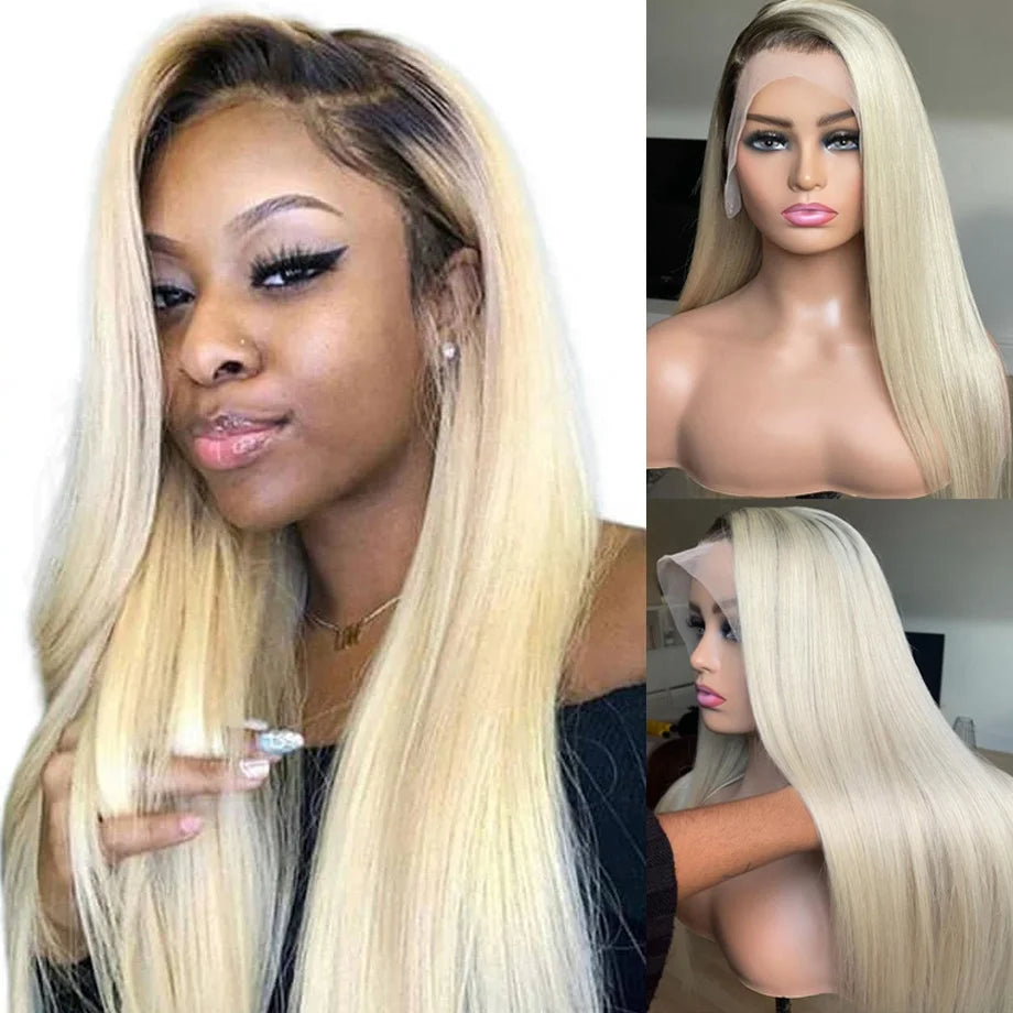 1b 613 Ombre Blonde Human Hair Wig 360 Full Lace Frontal Wig Pre Plucked Wholesale Bone Straight HD Lace Front Wigs Human Hair