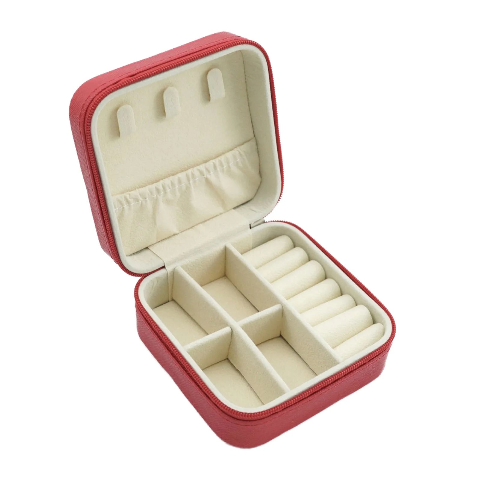 Custom Logo Leather Carrying Holder Zipper Portable Bag Jewellery Storage Box Travel Case Jewelry Organizer