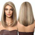 Japan Future Chemical Fiber Mixed Blonde Brown Synthetic Lace Front Wig Shoulder Long Straight Lace Frontal Wigs for Women Hair